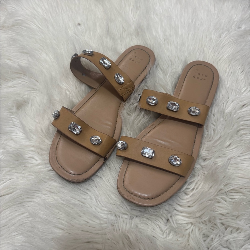a new day Tan Jeweled Sandals
